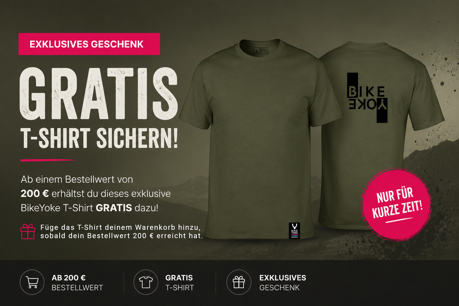 Gratis BikeYoke T-Shirt ab 200 Euro Bestellwert